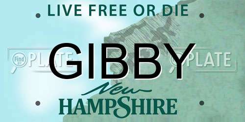 GIBBY New Hampshire License Plate