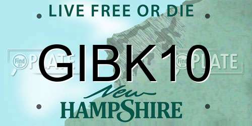 GIBK10 New Hampshire License Plate