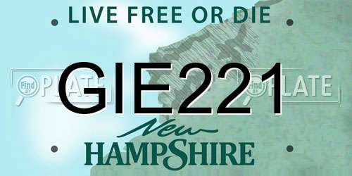 GIE221 New Hampshire License Plate