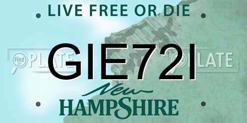 GIE72I New Hampshire License Plate