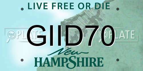 GIID70 New Hampshire License Plate