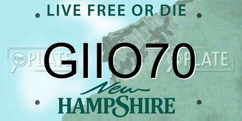 GIIO70 New Hampshire License Plate