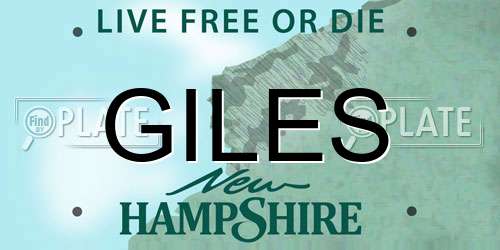 GILES New Hampshire License Plate