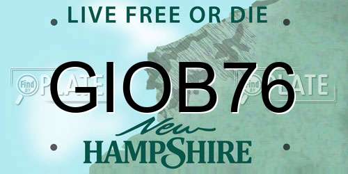 GIOB76 New Hampshire License Plate