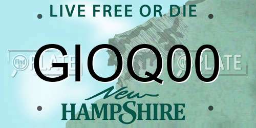 GIOQ00 New Hampshire License Plate