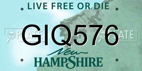 GIQ576 New Hampshire License Plate