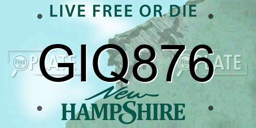 GIQ876 New Hampshire License Plate