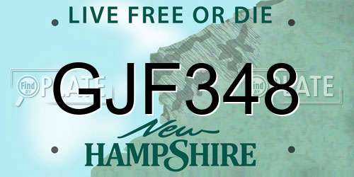 GJF348 New Hampshire License Plate