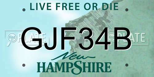 GJF34B New Hampshire License Plate
