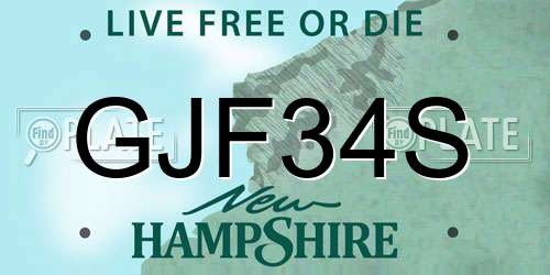 GJF34S New Hampshire License Plate