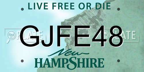 GJFE48 New Hampshire License Plate