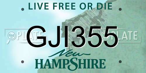 GJI355 New Hampshire License Plate