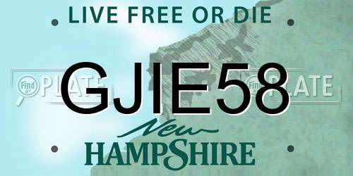 GJIE58 New Hampshire License Plate