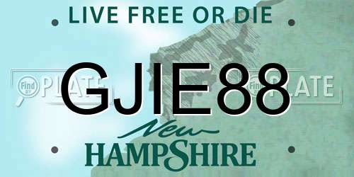 GJIE88 New Hampshire License Plate