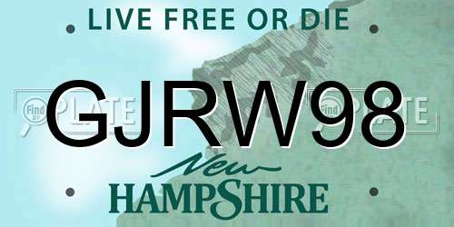 GJRW98 New Hampshire License Plate