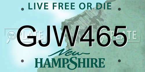 GJW465 New Hampshire License Plate