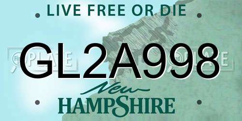 GL2A998 New Hampshire License Plate