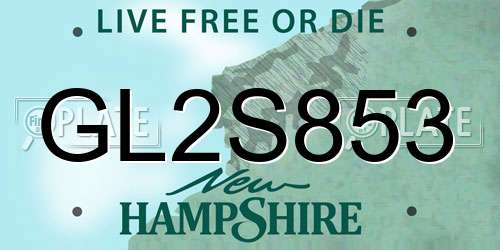 GL2S853 New Hampshire License Plate