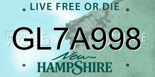 GL7A998 New Hampshire License Plate