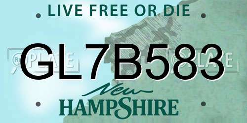 GL7B583 New Hampshire License Plate