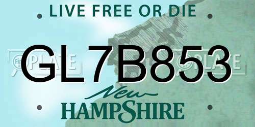 GL7B853 New Hampshire License Plate