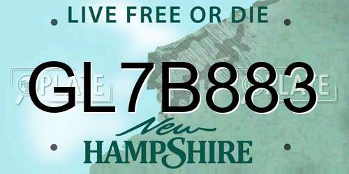 GL7B883 New Hampshire License Plate