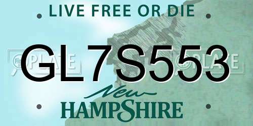 GL7S553 New Hampshire License Plate
