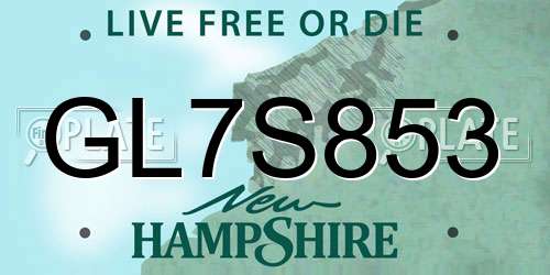 GL7S853 New Hampshire License Plate