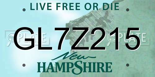 GL7Z215 New Hampshire License Plate