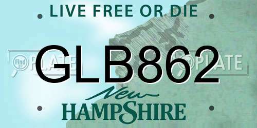 GLB862 New Hampshire License Plate