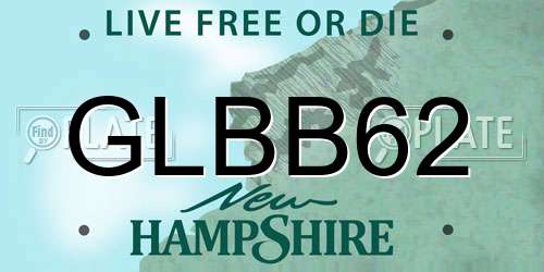 GLBB62 New Hampshire License Plate