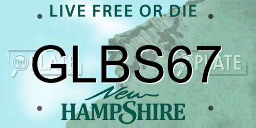 GLBS67 New Hampshire License Plate