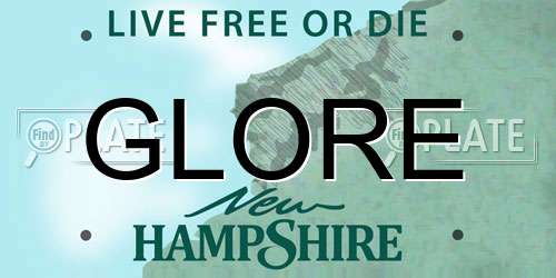 GLORE New Hampshire License Plate