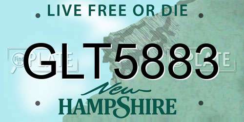 GLT5883 New Hampshire License Plate