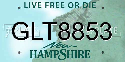 GLT8853 New Hampshire License Plate