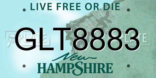 GLT8883 New Hampshire License Plate