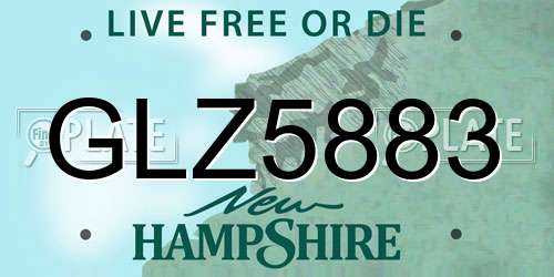 GLZ5883 New Hampshire License Plate