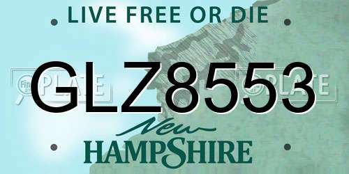 GLZ8553 New Hampshire License Plate