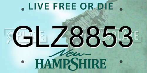GLZ8853 New Hampshire License Plate