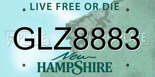 GLZ8883 New Hampshire License Plate