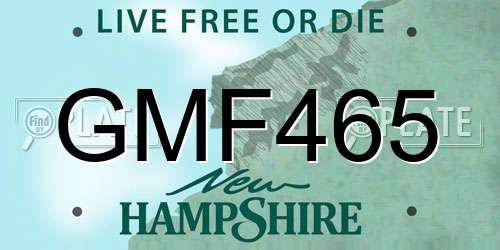 GMF465 New Hampshire License Plate