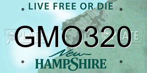 GMO320 New Hampshire License Plate