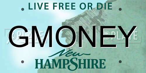 GMONEY New Hampshire License Plate