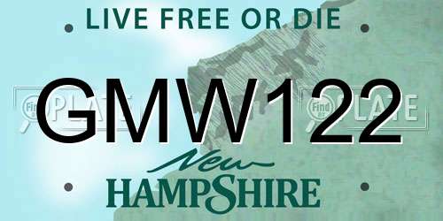 GMW122 New Hampshire License Plate