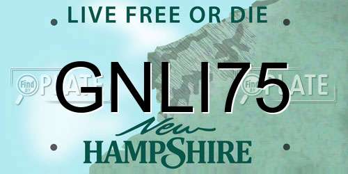 GNLI75 New Hampshire License Plate