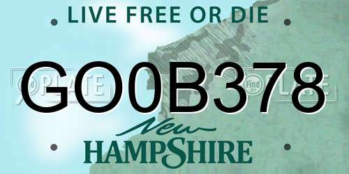 GO0B378 New Hampshire License Plate