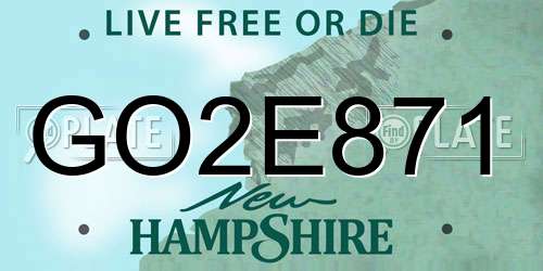 GO2E871 New Hampshire License Plate
