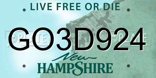 GO3D924 New Hampshire License Plate