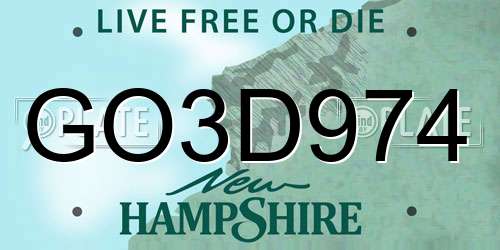 GO3D974 New Hampshire License Plate