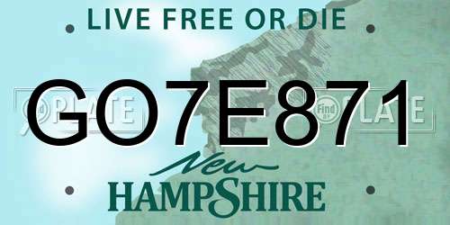 GO7E871 New Hampshire License Plate